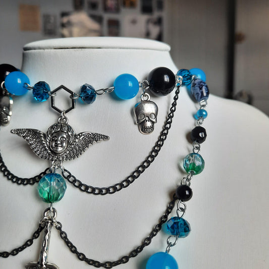 Collier "épée bleue"