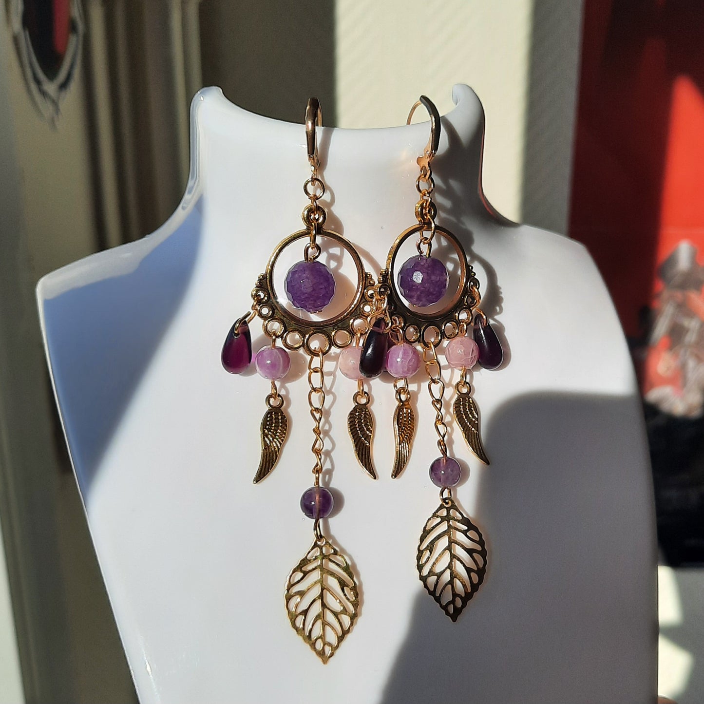 Boucles d'oreilles "améthyste dorée"