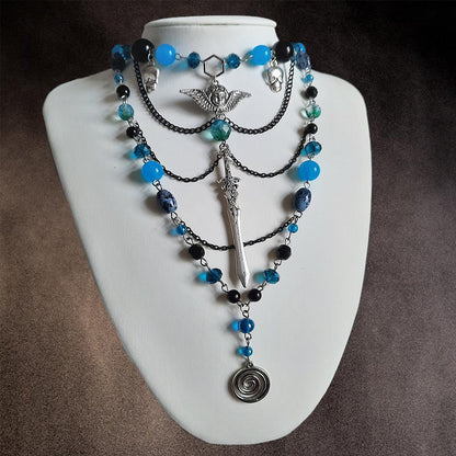 Collier "épée bleue"