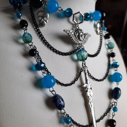 Collier "épée bleue"