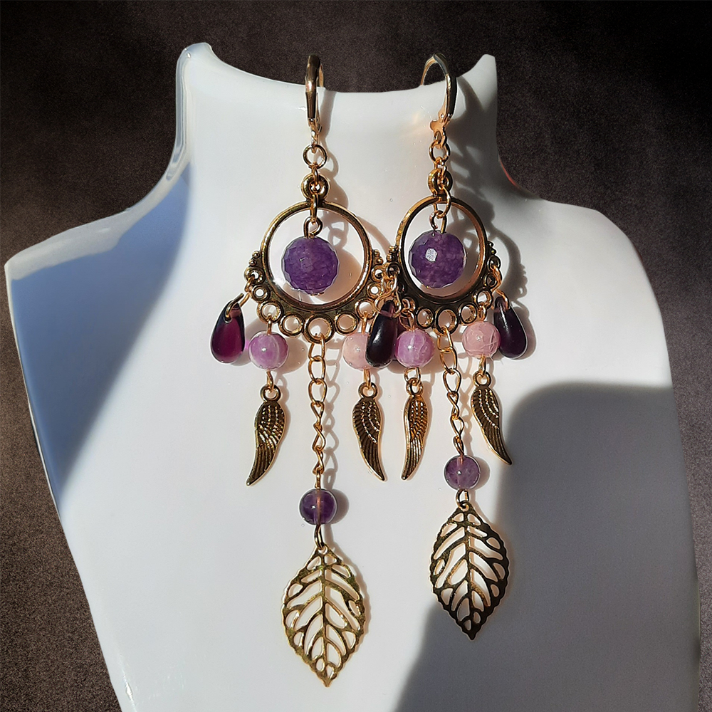 Boucles d'oreilles "améthyste dorée"