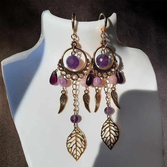 Boucles d'oreilles "améthyste dorée"