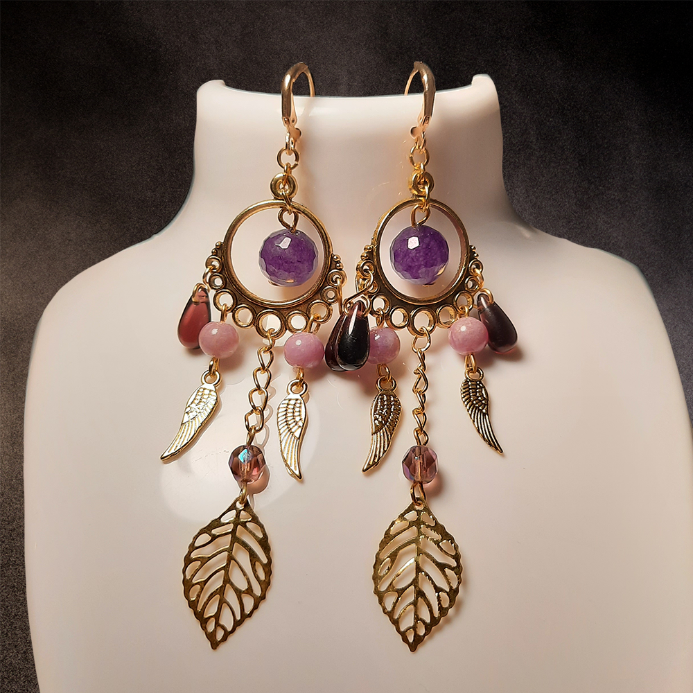 Boucles d'oreilles améthyste dorée