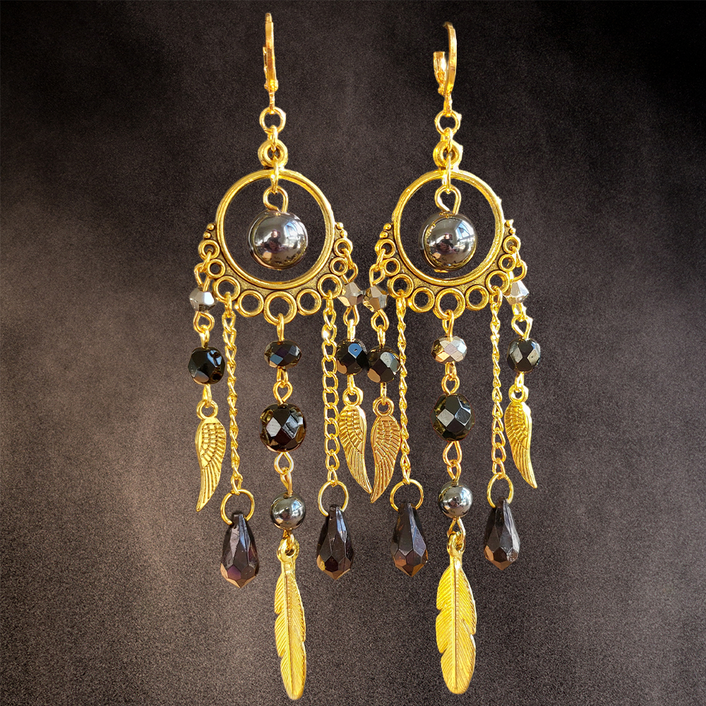 Boucles d'oreilles "Plume Dorée"
