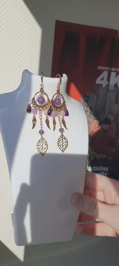Boucles d'oreilles "améthyste dorée"