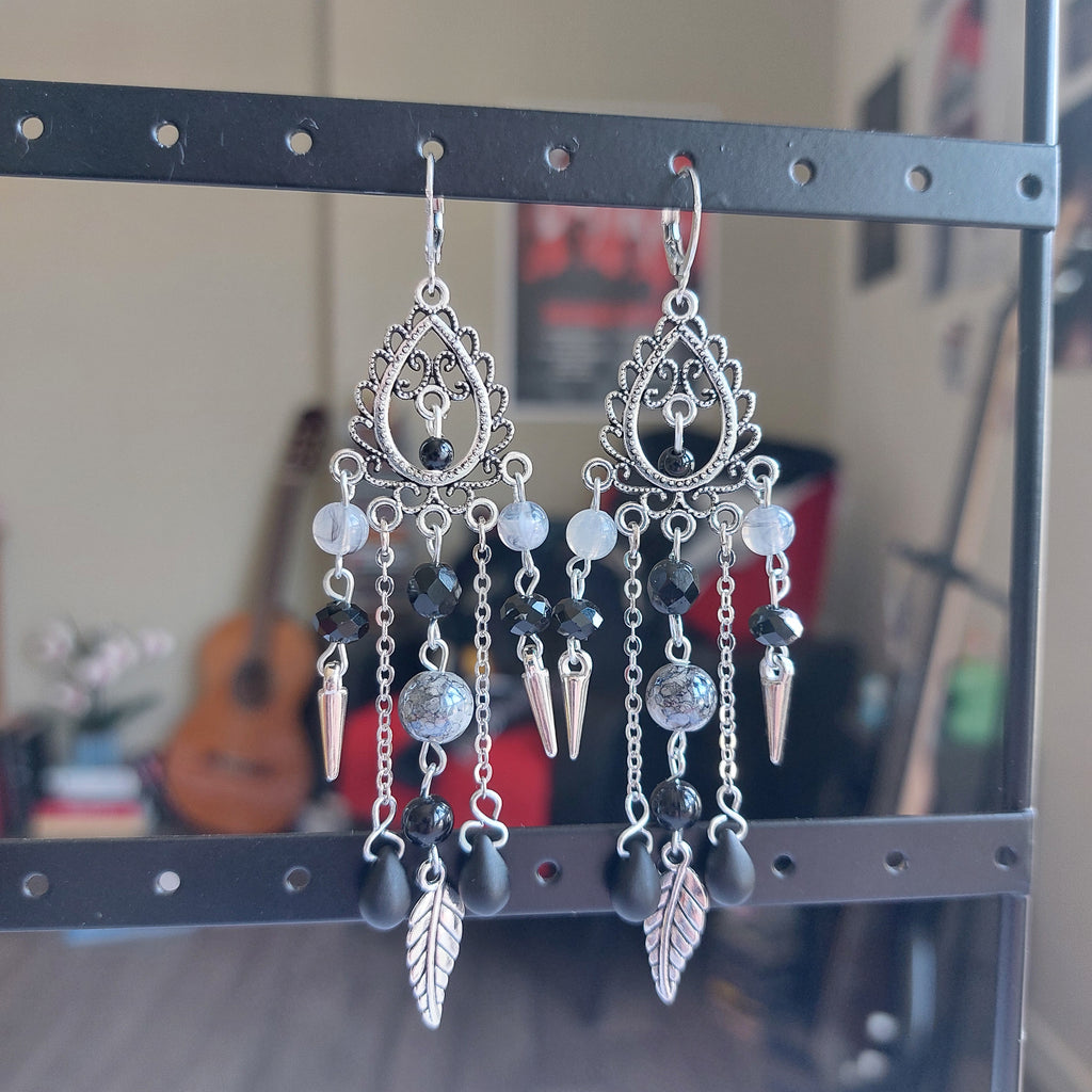 Boucles d'oreille "Lotus Noir"
