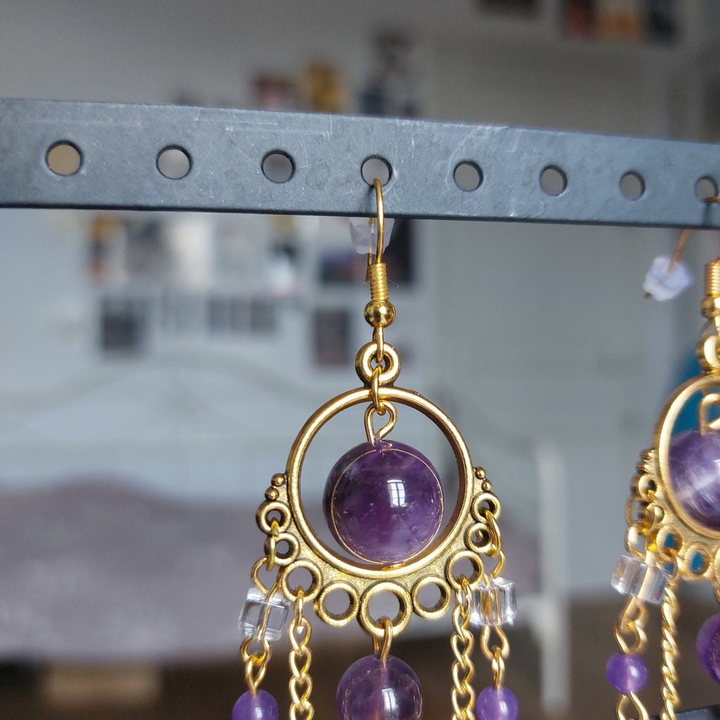 Boucles d'oreilles "Plumes Violettes"