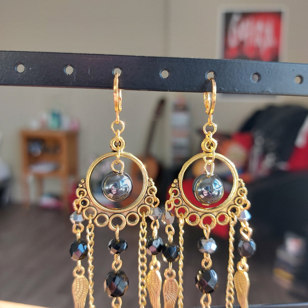 Boucles d'oreilles "Plume Dorée"