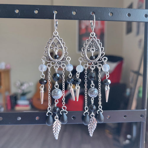 Boucles d'oreille "Lotus Noir"